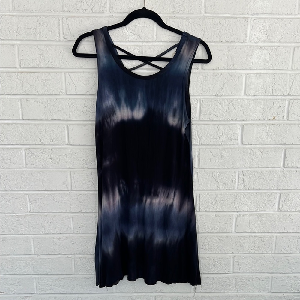 Olivia Rae Black and Blue Tie-Dye Dress